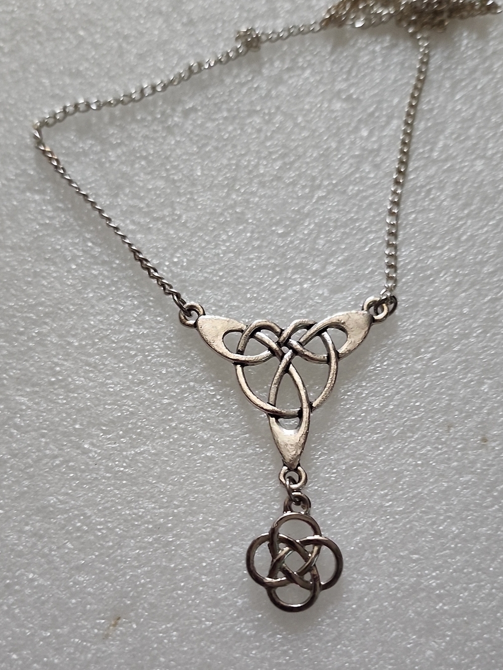 Hand Crafted Silver Celtic Knot Drop Necklace